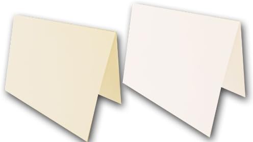 Blank White Folded 4 Bar Folded Note Cards - 250 Pack