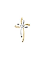 0.09 ct. Diamond Cross Pendant in 14k Yellow Gold