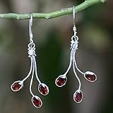Garnet earrings, 'Crimson Leaves'