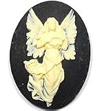 カメオ・４０×３０mm　黒地に天使　（樹脂成型製品です） カメオ