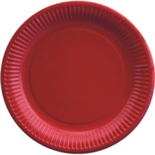 50 Teller, Pappe rund Ø 23 cm rot