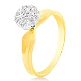 10K Two Tone Gold Flower Diamond Ring, size 6.5