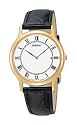 Seiko Men's Dress Black Leather Strap Watch #SKP330