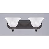 Westinghouse Two-Light Upward Wall Sconce, Oil Rubbed Bronze with Frosted White Alabaster Globes #64488