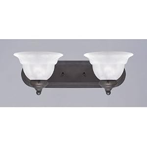 Westinghouse 64488 Two-Light Upward Wall Sconce, Oil Rubbed Bronze with Frosted White... by Westinghouse