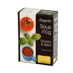 ジュストホールフーズ 有機ＪＡＳ トマト ＆ バジル インスタントスープ ６８ｇ （１７ｇ ｘ ４袋入り） Just Wholefoods Soup in a Mug Organic Tomato & Basil 68g (17g x 4 envelopes)