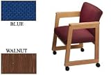 Flared Arm Chair Walnut Blue With Casters. Package of 2