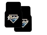 Set of 2 MLB Major League Baseball Licensed Universal-Fit Molded Front Rubber Floor Mats and Set of 2 MLB Licensed Universal-Fit Front Bucket Seat Cover - San Diego Padres