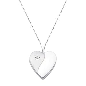 14K White Gold Diamond-Accent Heart Locket Pendant (0.8