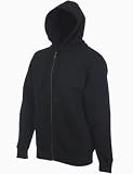 Fruit of the loom zip through hooded sweatshirt hoodie Black XXL (47 - 49 inch chest)