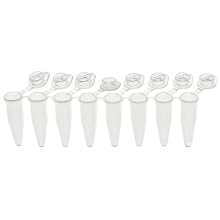 BrandTech 781332 Plastic 0.2mL PCR 8-Tube Strip with Individual Attached Flat Cap, Clear (Pack of 120)