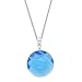 Sterling Silver Bright Blue Glass 15mm Round Briolette Pendant, 18"