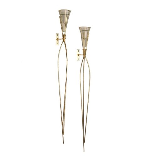 Wire Torch S/2 Gold Candle Sconce