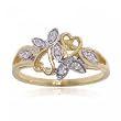 Flowers & Hearts Diamond Ring in Yellow & White Gold