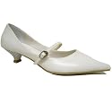 Womens White Pointy Pointed Kitten Heel Ladies Court Shoes