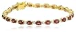 18k Yellow Gold Plated Sterling Silver Garnet and Diamond Accent Bracelet, 7.25"