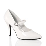 4 Inch Sexy High Heel Shoes Ladies Single Sole Shoes Mary Jane Pump Shoes White Patent by Unknown