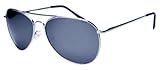 IMAGE OF Hilton Bay Aviator Sunglasses UV400 with Spring Hinges & Colored Mirror lens AV99 (Blue Smoke)