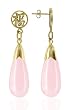14 KT Gold Dyed Pink Jade Teardrop 14K Back Post Drop Earrings