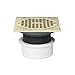 Oatey 72078 PVC Pipe Base General Purpose Drain with 5-Inch NI Grate and Square Ring, 4-Inch