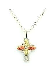 Pretty! Sterling-Silver Black Hills Gold 4 leaf Cross Pendant/necklace