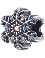 Genuine Zable (TM) Product. 925 Sterling Silver Golden Snowflake Charm. 100% Satisfaction Guaranteed.