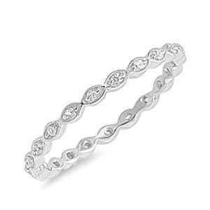 2MM Sterling Silver Clear CZ Stackable Ring Sizes 4 to 9 (4)