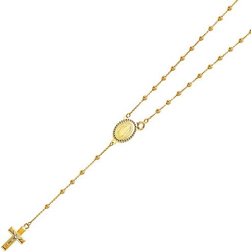 GoldenMine Fine Jewelry14k Yellow Gold 2.5mm Beads Rosary Necklace - 20"