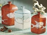 CURRENTS COLLECTION HANDPAINTED EARTHENWARE SQUARE CANISTER SET