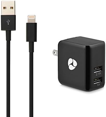 Certified Eaglewood(TM) Extra Long 10ft 8 Pin Lightning to USB Charging Cable Cord with 3.1A 15W Dual Port High Speed USB Wall Charger Travel Power Adapter for iPhone 6 6 Plus, iPhone 5 5s 5c, iPod touch 5th, Nano 7th, and iPad 4 Air Air 2 Mini-Compatible with IOS 8 (Black)
