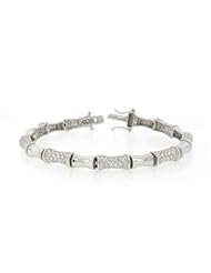 Sterling Silver Cubic Zirconia Bracelet Rhodium Plated Gift Boxed.