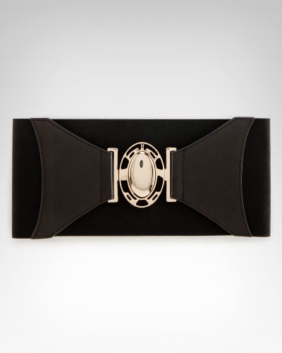Bebe Wide Circle Metal Clasp Belt Black Size Medium-Large