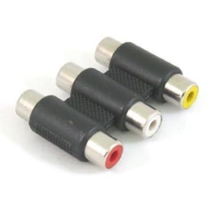 3 RCA PHONO FEMALE SOCKET COUPLER EXTENSION ADAPTER 3 RCA PHONO FEMALE SOCKET COUPLER EXTENSION ADAPTER