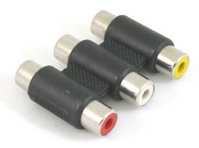 3 RCA PHONO FEMALE SOCKET COUPLER EXTENSION ADAPTER
