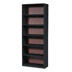 Safco 7174BL Value Mate Series Bookcase, 6 Shelves, 31-3/4w x 13-1/2d x 80h, Black