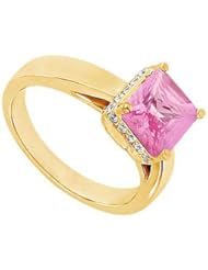 Pink Sapphire and Diamond Ring 14K Yellow Gold - 1.00 CT TGW