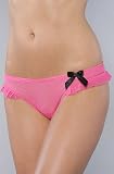 Betsey Johnson The Stretch Mesh Ruffle Thong W/ Bow in Think Pink,Intimates for Women