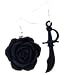 BLACK PVD COATED DAGGER AND ROSE EARRINGS
