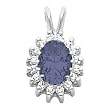 14K White Gold Iolite and Diamond Pendant