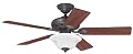Hunter 22465 Brookline 52-Inch New Bronze Ceiling Fan with Light and 5 Dark-Cherry/Medium-Oak Blades
