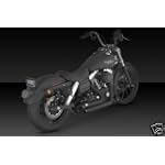 Vance and Hines Black Short Shot Staggered for Harley Dyna 06-09 Models
