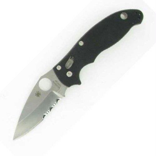 Spyderco Manix 2 G-10 Serrated Edge Knife, Black