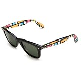 Ray-Ban Original Shield Sunglasses,Black & Multi Frame/Green Lens,One Size