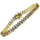 Sterling Silver Gold Plated Marquise Genuine Amethyst Tennis Bracelet by LEAH HANNA