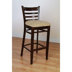 Wooden Walnut Upholstered 30 Inches Kitchen Bar Stools - Bar Height Pub Chair