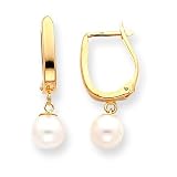 14k 7mm Pearl on Oval Hoop Earrings