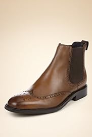 Sartorial Leather Ankle High Chelsea Brogue Boots