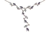 Image of 9ct White gold 43cm Iolite + Topaz Leaves Necklace