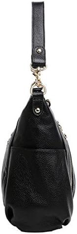 Hotwt Genuine Leather Elegant Ladies' Soft Tote Top Handle Shoulder Bag Cross Body Handbag satchel Purse For Women (Black)