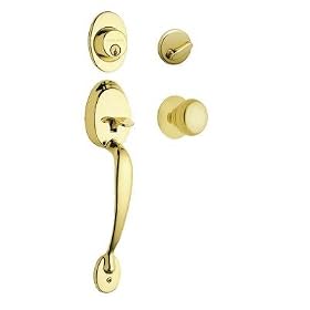 Schlage F393 PLY 505 PLY 605 Plymouth Dummy Handleset with Plymouth Knob Interior, Lifetime Polished